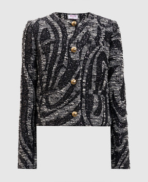 PUCCI Black wool jacket with branded pattern and sequins 5URB305U701