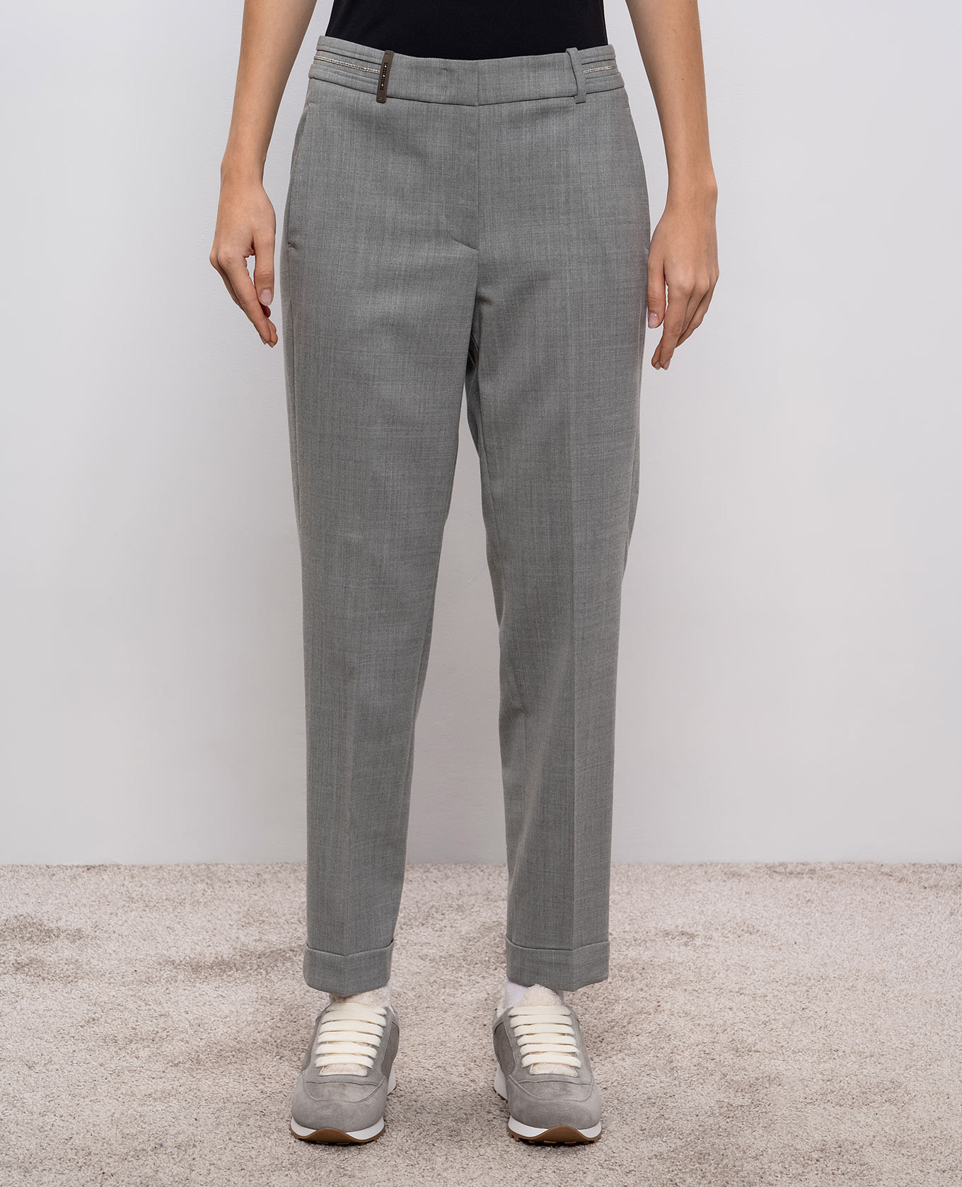

Gray wool pants with monil chain Peserico, Grey