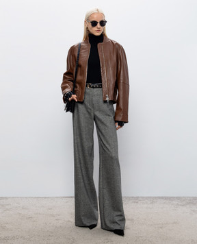 Max Mara Sportmax Brown leather bomber jacket AMOUR SPXAMOUR