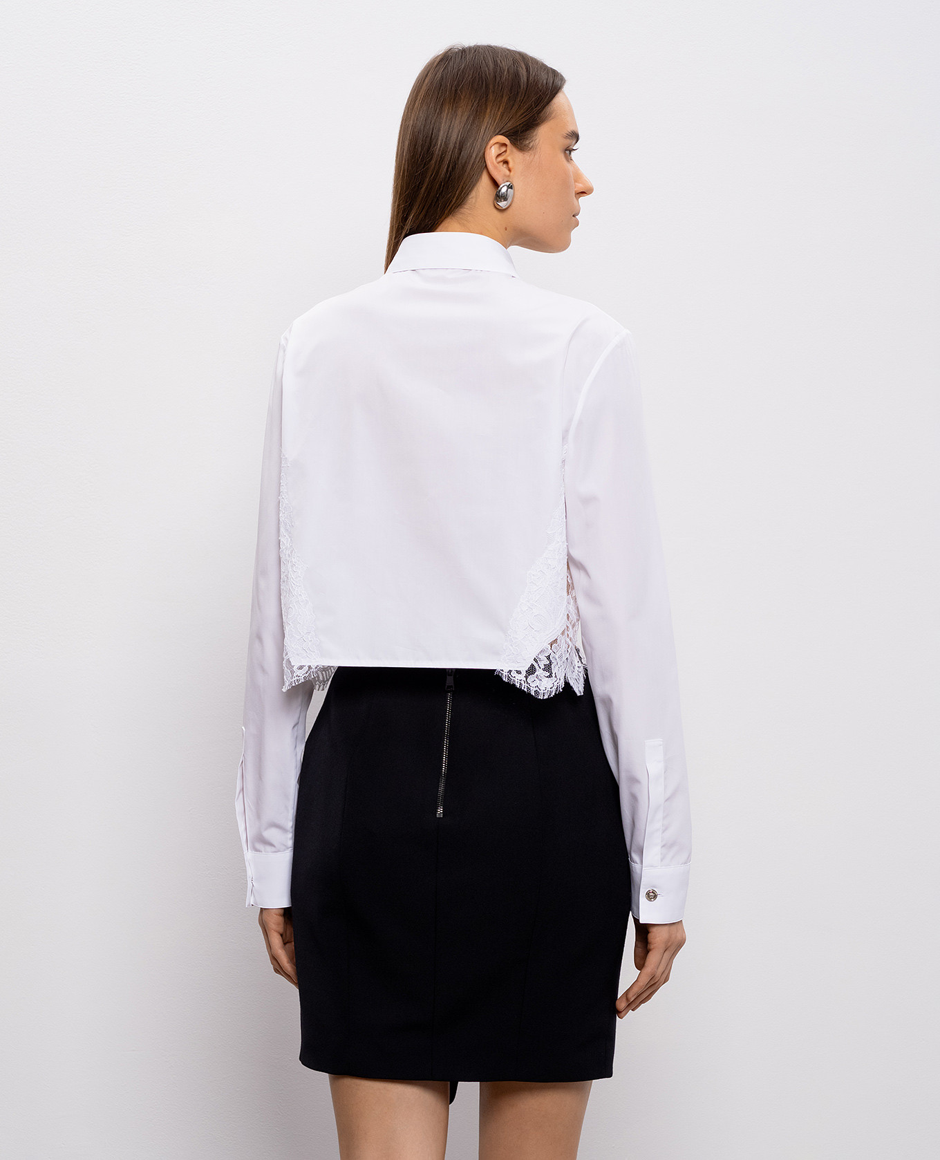 

White cropped shirt with lace Versace