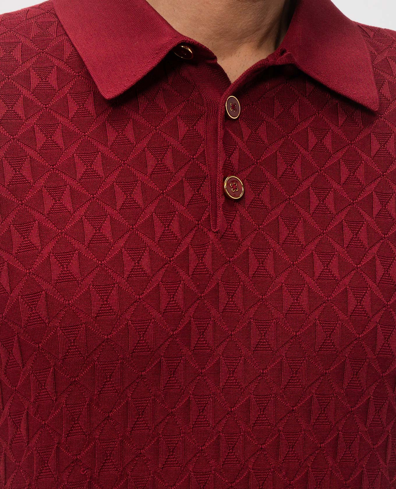 Burgundy silk polo with woven pattern Dolce&Gabbana 5