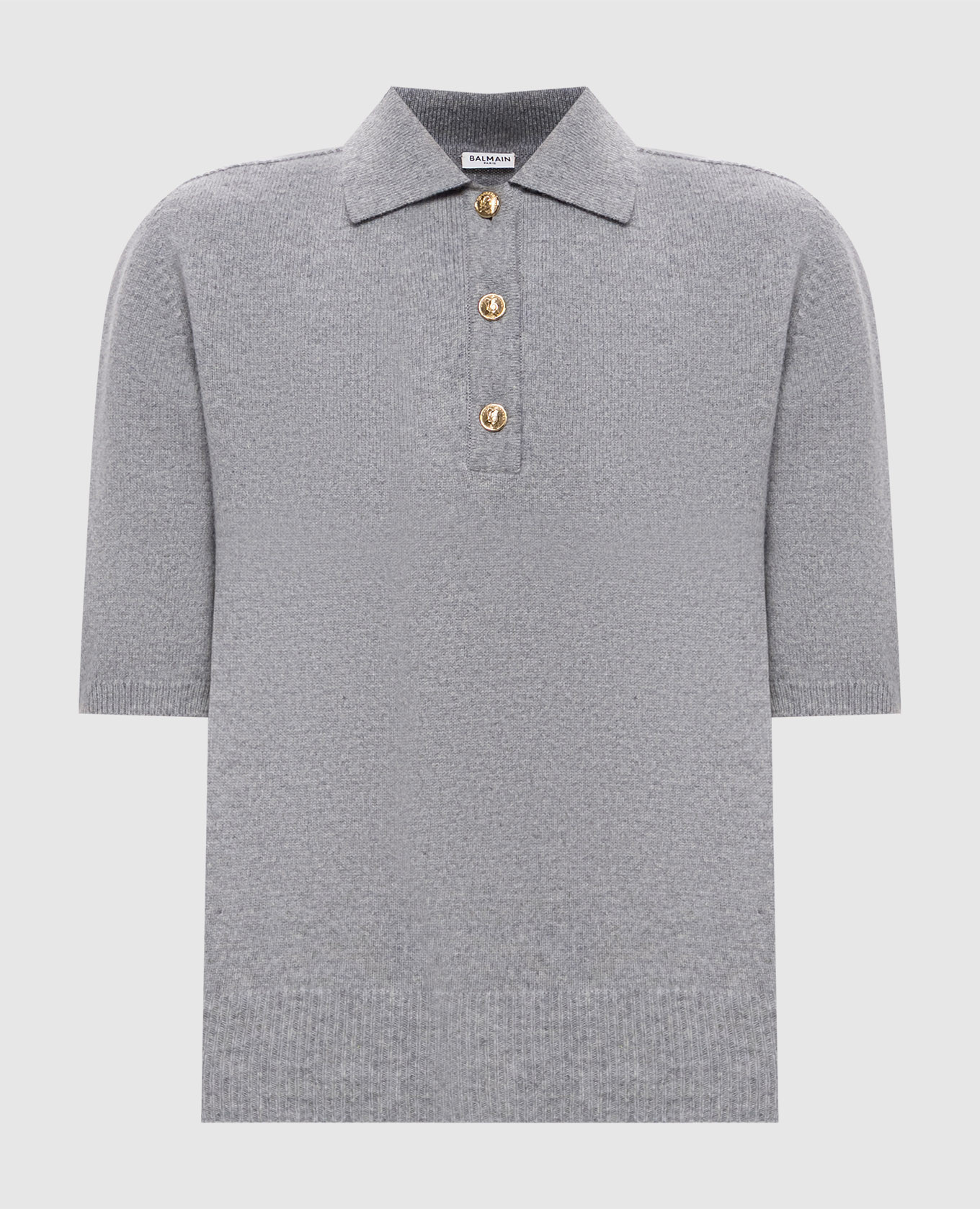 Grey cashmere and merino wool polo shirt
