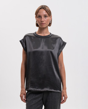 Peserico Gray blouse with monil chain A06102A6638