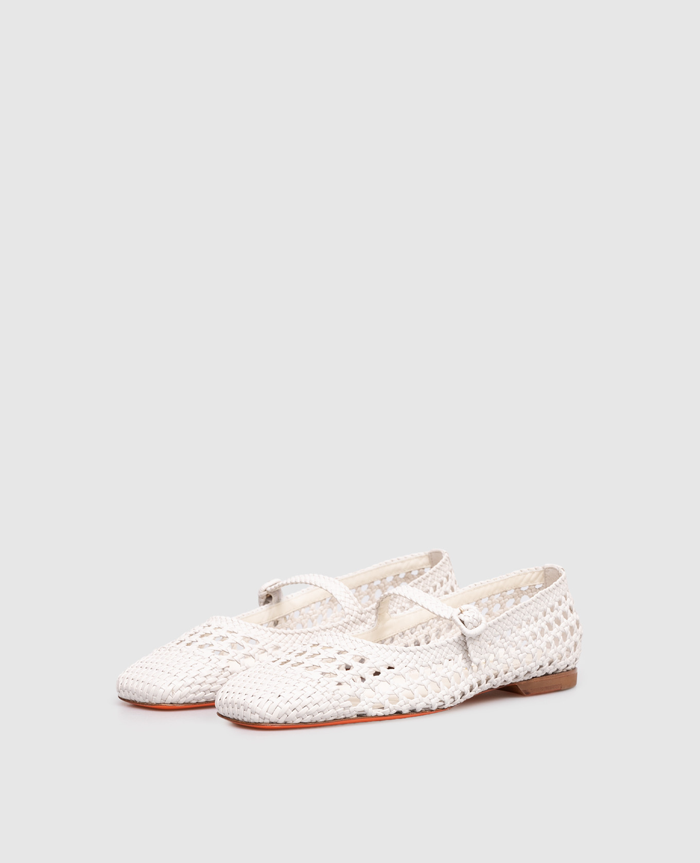 White leather braided ballet flats Santoni 2