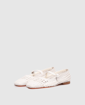 Santoni White leather braided ballet flats WAMA72160HA1SARX