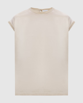 Brunello Cucinelli Beige silk top with monil chain M0C59EH500