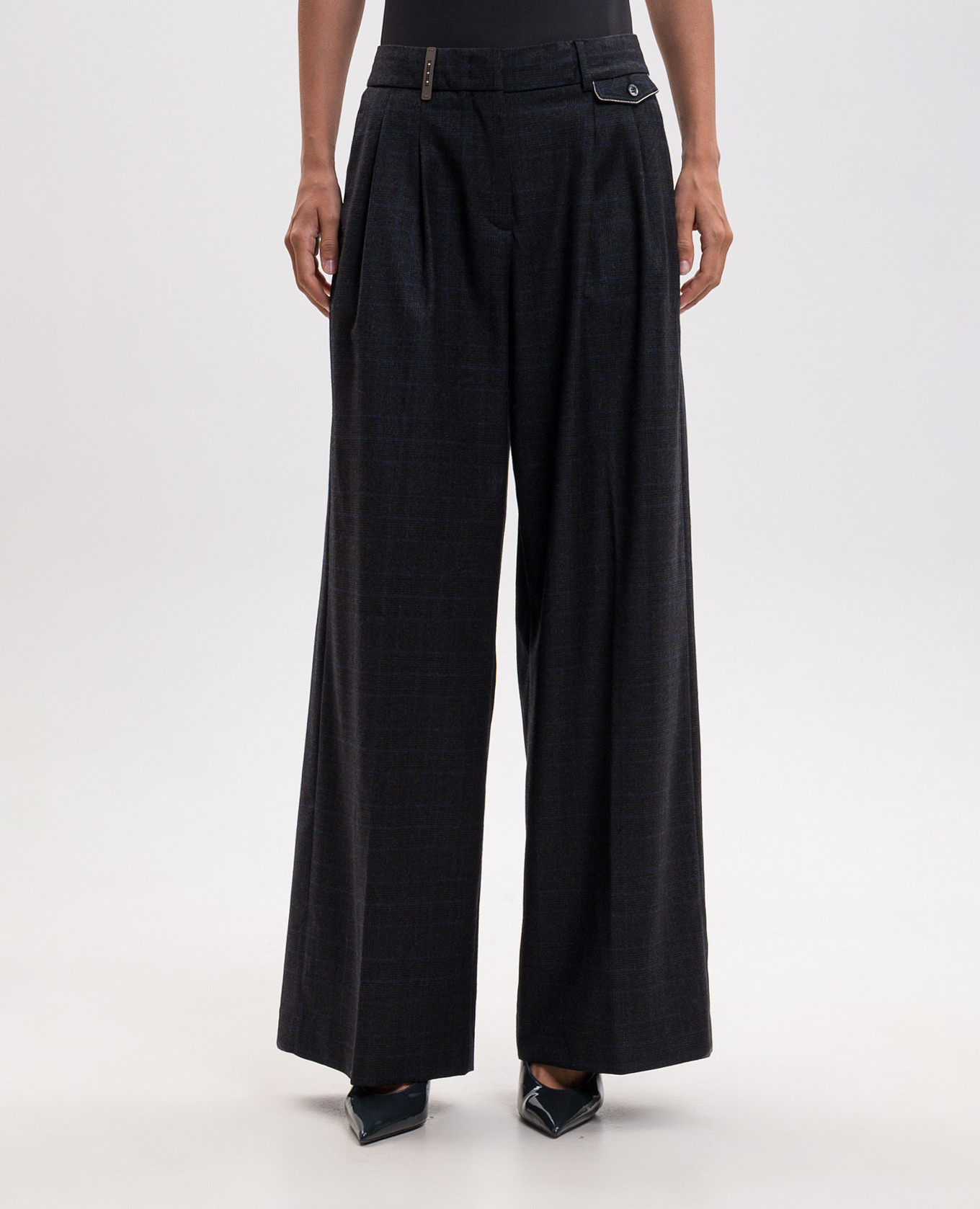 Gray wool checked pants Peserico 3