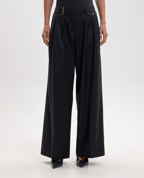 Peserico Gray wool checked pants A0414505778