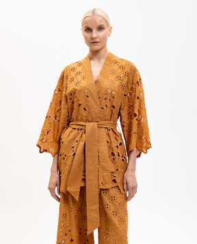 Ermanno Scervino Life Brown openwork kimono with embroidery D484Q608QYD