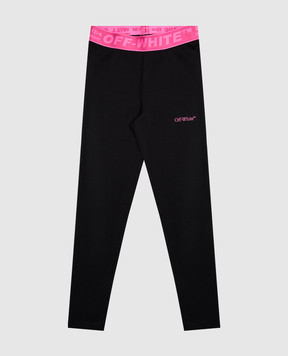 Off-White Children's black leggings with logo print 44GCD003F5J001