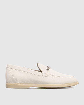 Stefano Ricci White suede loafers with emblem UC64G2242SDP