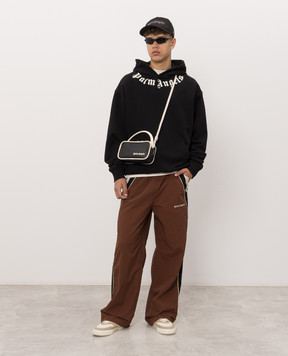 Palm Angels Black hoodie with contrast logo print PAMBB003FL001m