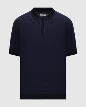 Canali Blue polo with linen and silk MK02462C1179