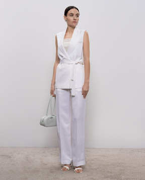 Peserico White silk top with monil chain A08921D07325