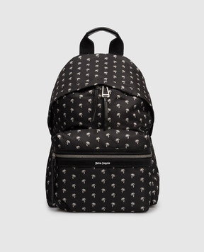 Palm Angels Black backpack with mini Palms logo print PMNB015S23FAB001