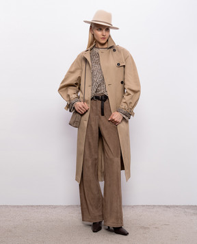 Brunello Cucinelli Beige openwork sweater with silk and linen with sequins MEA345600P