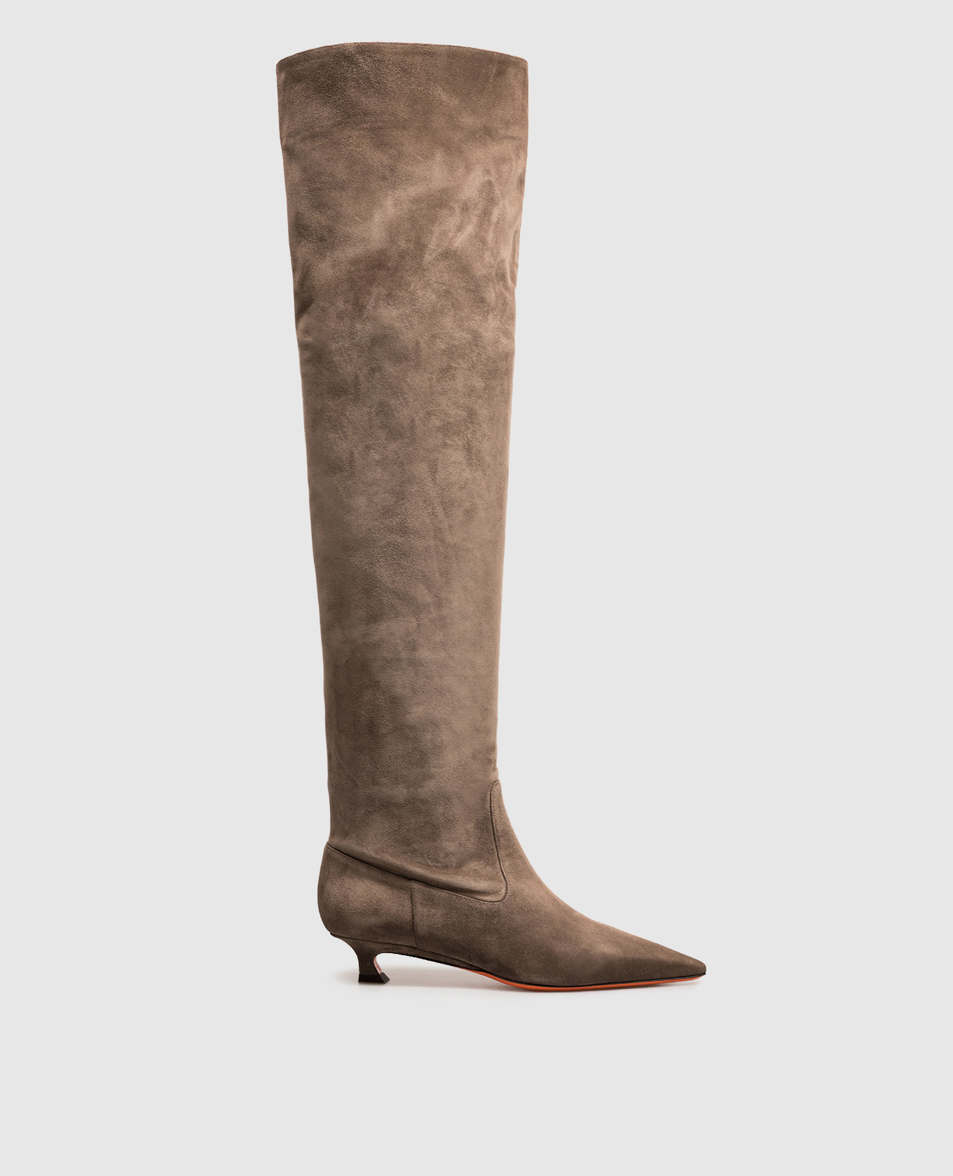 Brown suede over-the-knee boots