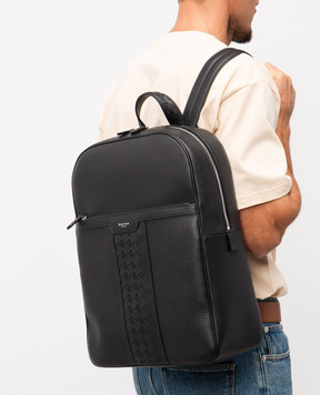 Serapian Black leather backpack with weaving SRCMOMLL738431A001