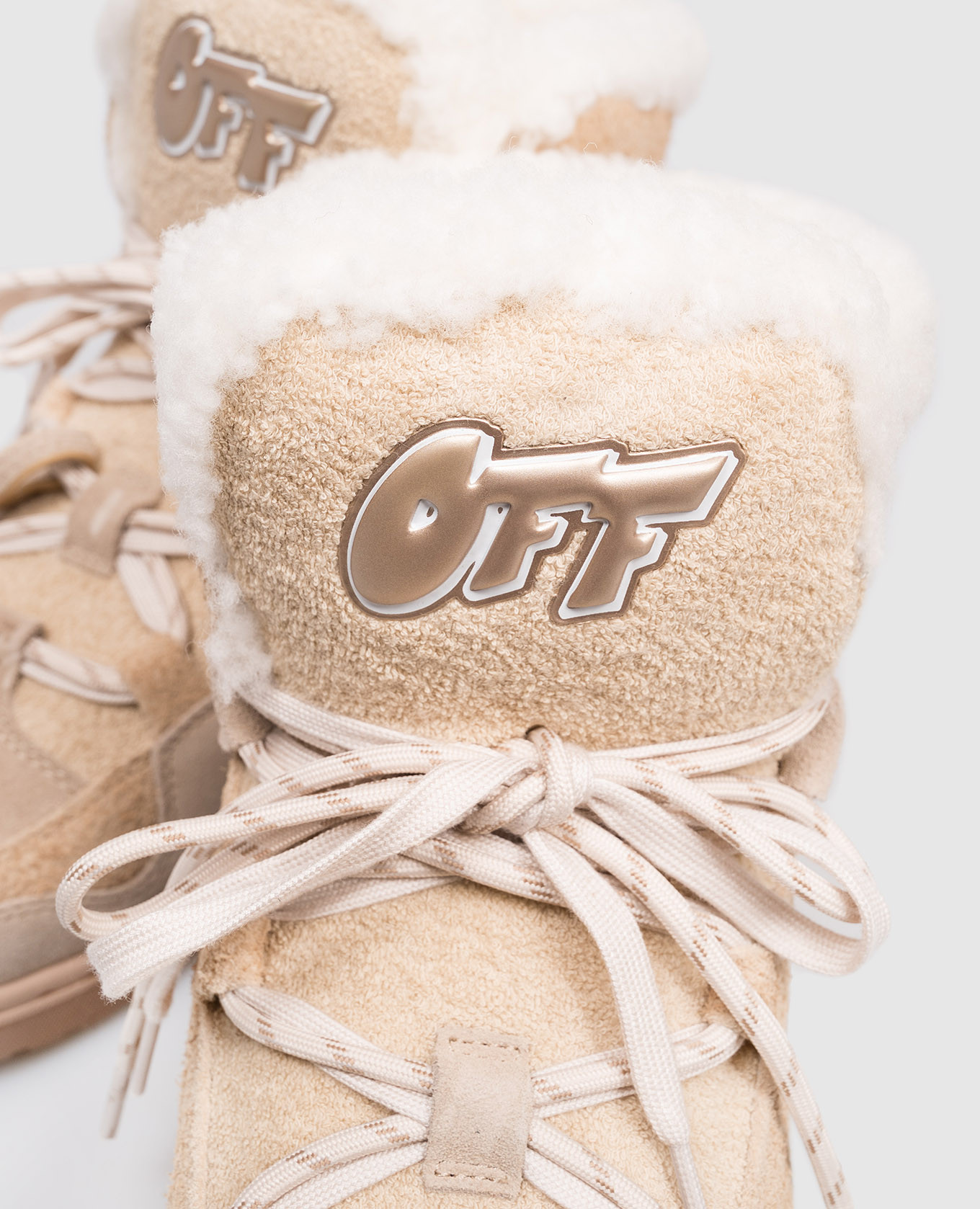 

Beige suede boots with fur and logo Off-White