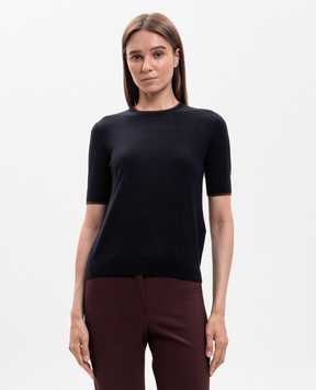 Max Mara TAGENDA blue silk and wool top MSTAGENDA