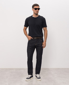 Dolce&Gabbana Navy blue t-shirt with logo patch G8TW5TFU7EQ