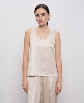 Peserico Beige top with monil chain A0848106638