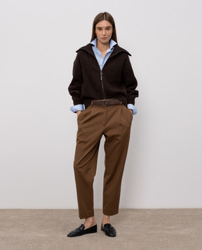 Brunello Cucinelli Brown cashmere and silk cardigan MBM753506P