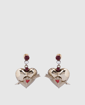 CelesteG Gold-tone earrings with heart-shaped pendants and crystals 524