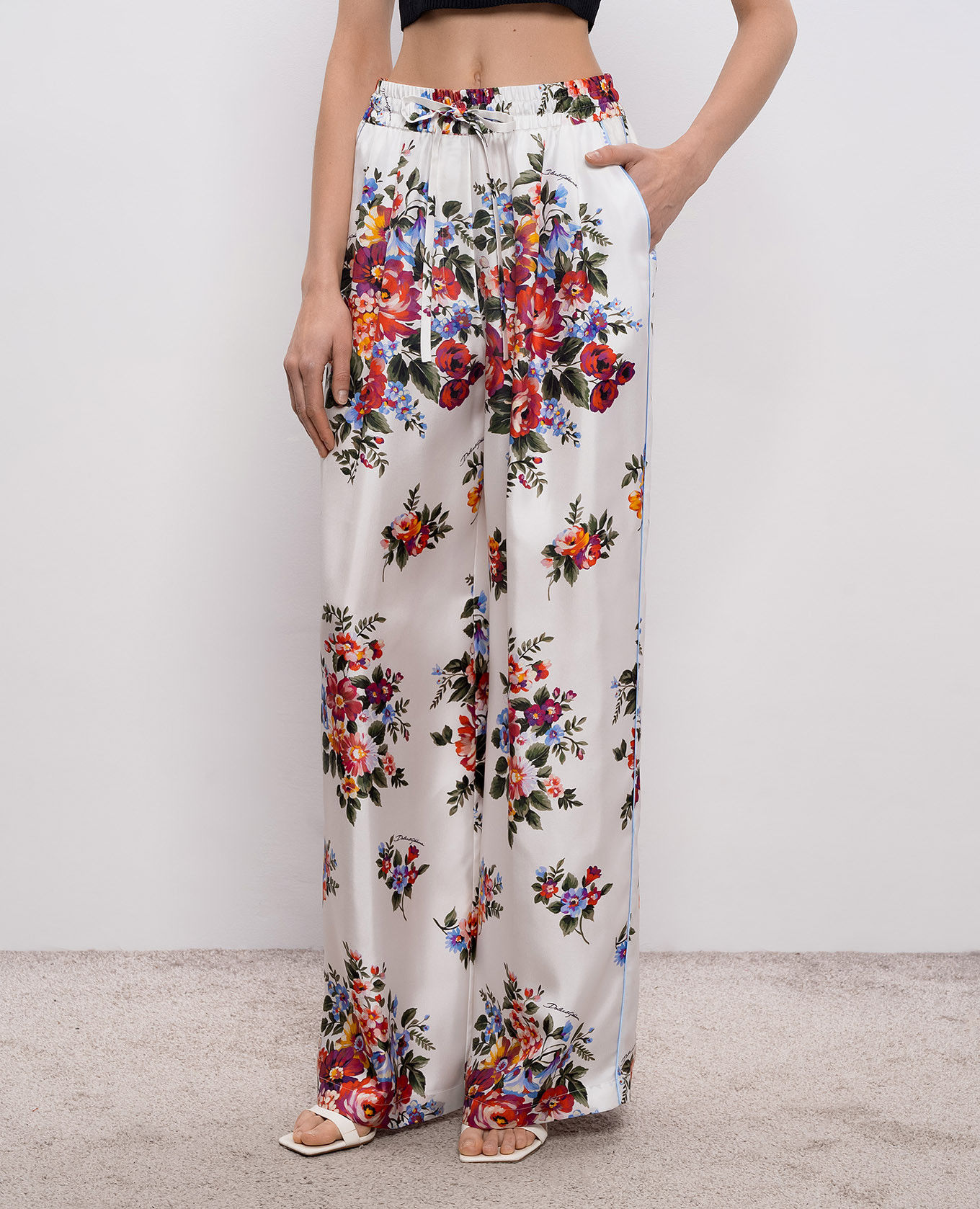 White printed silk pants Dolce&Gabbana 3