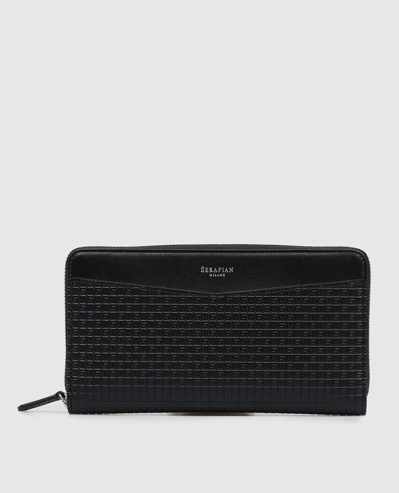 

Black leather wallet with logo print Serapian