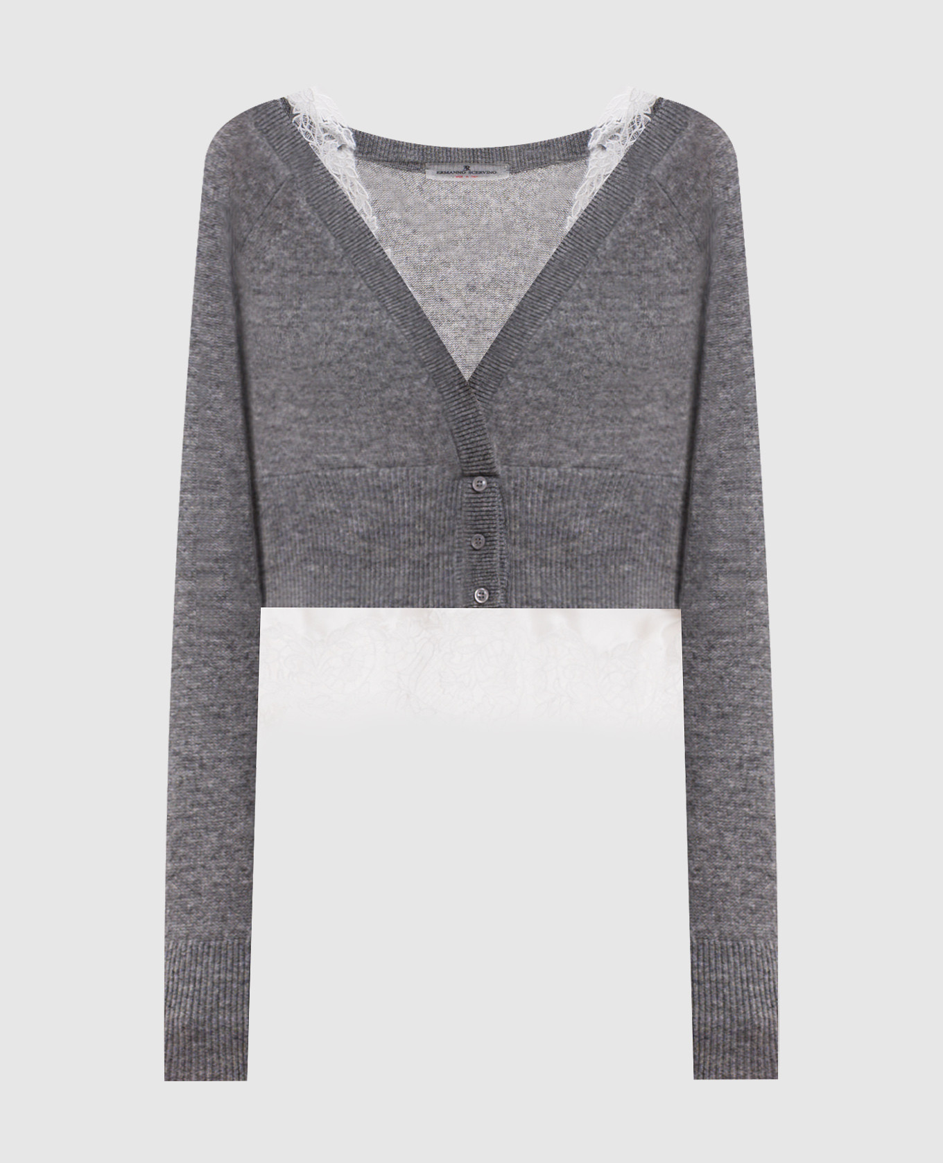 Gray cashmere jumper with lace