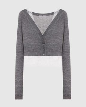 Ermanno Scervino Gray cashmere jumper with lace D492N300APPYU
