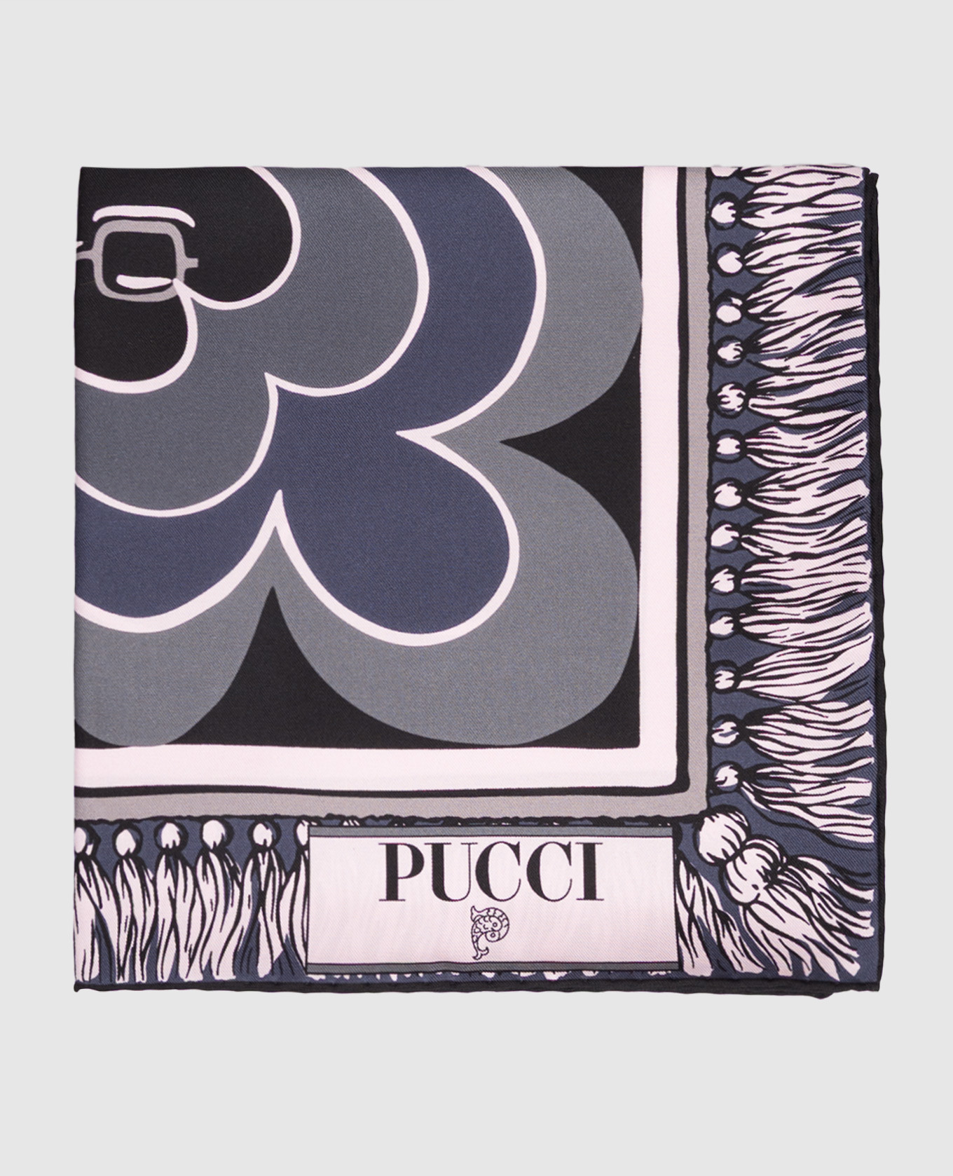 

Black silk scarf with Istrice branded print PUCCI