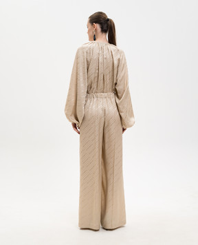Jacob Lee Beige patterned silk jumpsuit WSJ0102SS26SGJNLG
