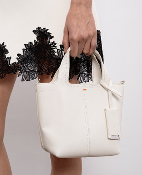 Santoni White leather tote bag with logo embossing DIBBA2781BAASIW