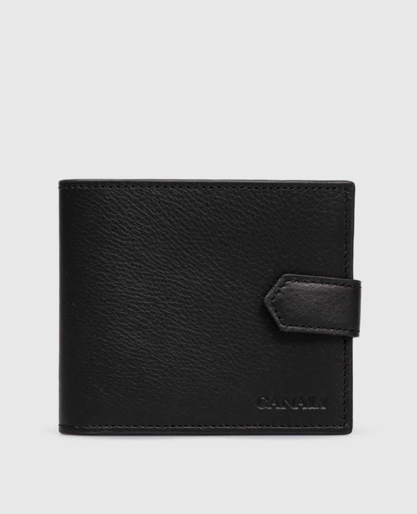 

Black leather wallet with logo Canali
