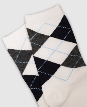 Juun.j Ivory socks with a geometric pattern JW67KTW001