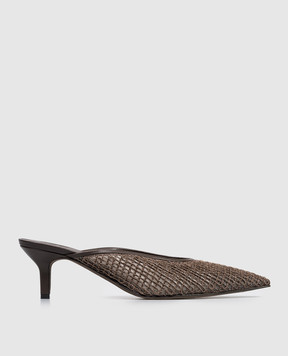 Brunello Cucinelli Brown mules with a monil chain MZGAC3214