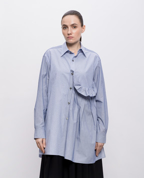 Y`S Yamamoto Blue striped shirt with ruffles YKB04804