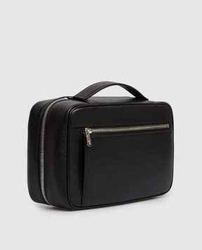 Brunello Cucinelli Black leather toiletry bag with embossed logo MWRLBU441