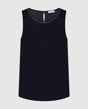 Peserico Navy blue silk top A08893D07325
