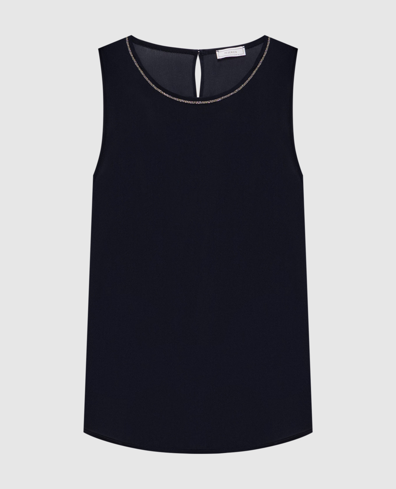 Navy blue silk top