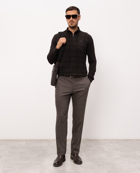 Stefano Ricci Dark brown wool polo shirt KE06015L01E26301