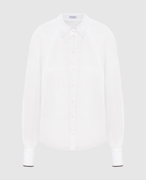 Brunello Cucinelli White blouse with monil chain MH750MO516