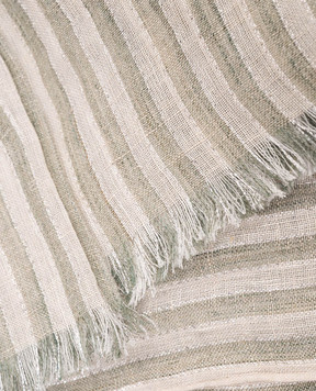 Brunello Cucinelli Green striped linen scarf MSCDAGL70
