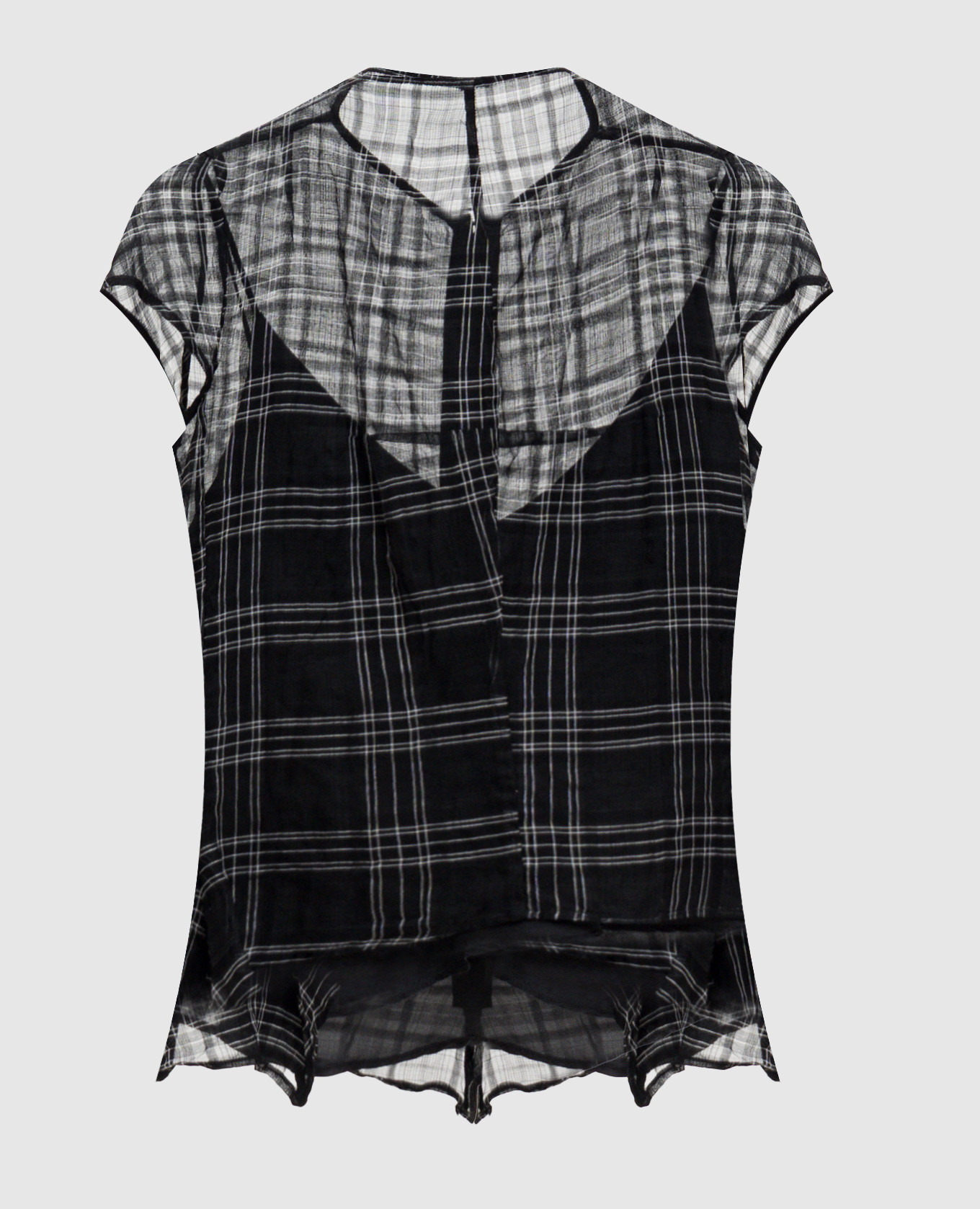 top with checked silk Marc Le Bihan