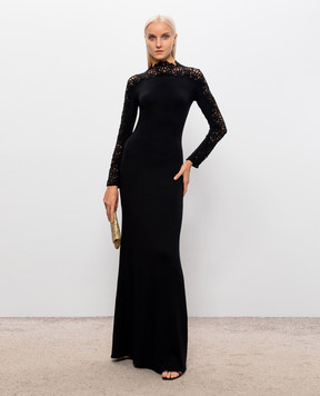 Ermanno Scervino Life Black maxi dress with lace D494Q602VQL