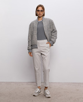 Peserico Grey wool bomber jacket with sequins A21103A7733