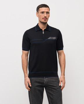 Stefano Ricci Black silk polo shirt K616434Z33F26104