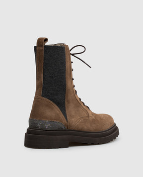 Brunello Cucinelli Brown suede boots with monil chain MZSFG3308